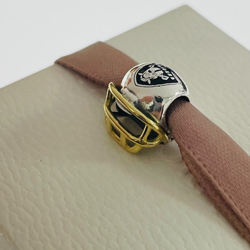 Pandora Las Vegas Raiders Football Helmet Bead Charm Pendant